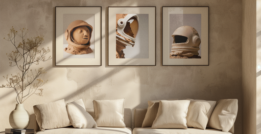 set of 3 artwork terracotta chronicles a journey from earth to the stars symbolic 